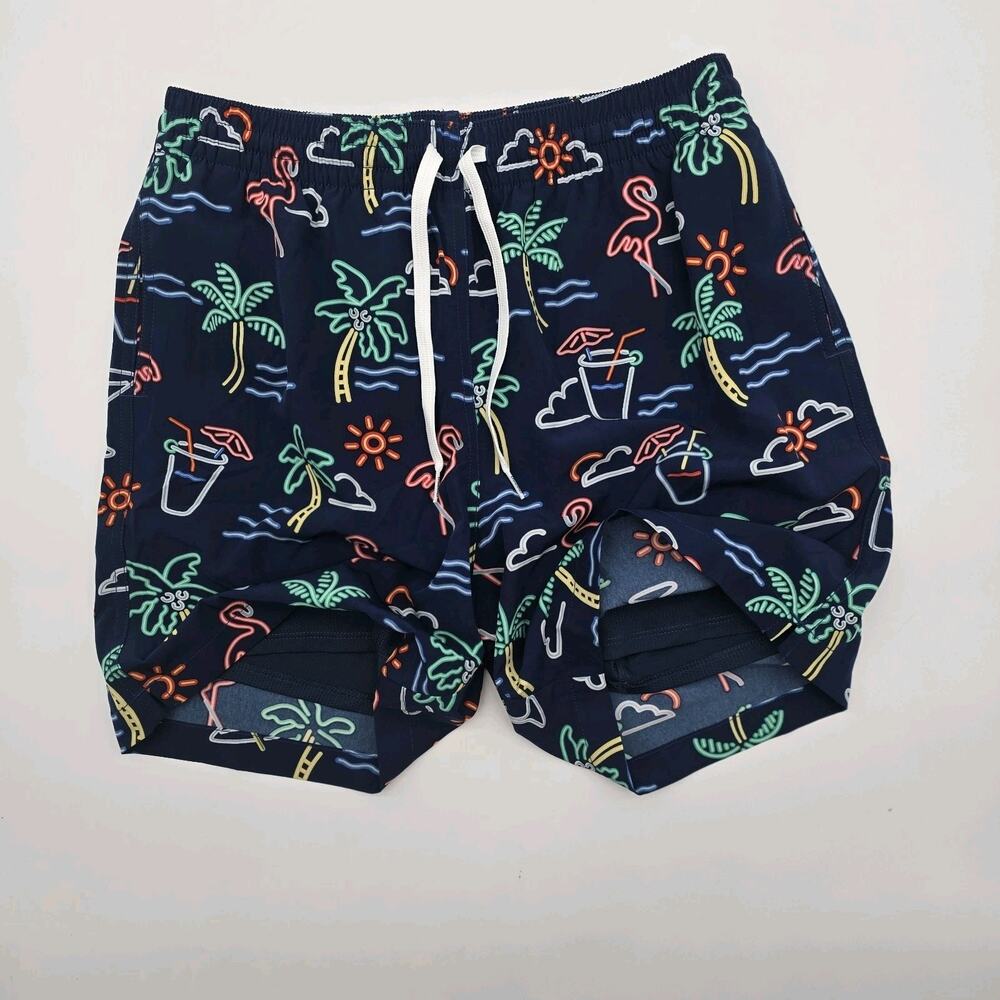 Chubbies Swim Trunks Mens Blue Neon Lights Shorts Boxer Liner